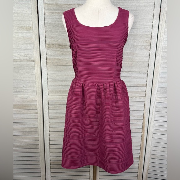 Rewind Dresses & Skirts - REWIND Sleeveless Fit & Flare Dress with Pleating Wine-Large